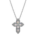 【送料無料】 1928 レディース ネックレス・チョーカー・ペンダントトップ アクセサリー 1928 Silver Tone Rectangle Simulated Crystal Cross Chain Necklace Aqua