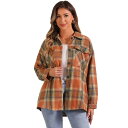 【送料無料】 アレグラ ケー レディース シャツ トップス Women's Casual Drop Shoulder Loose Plaids Shirt Orange(4)