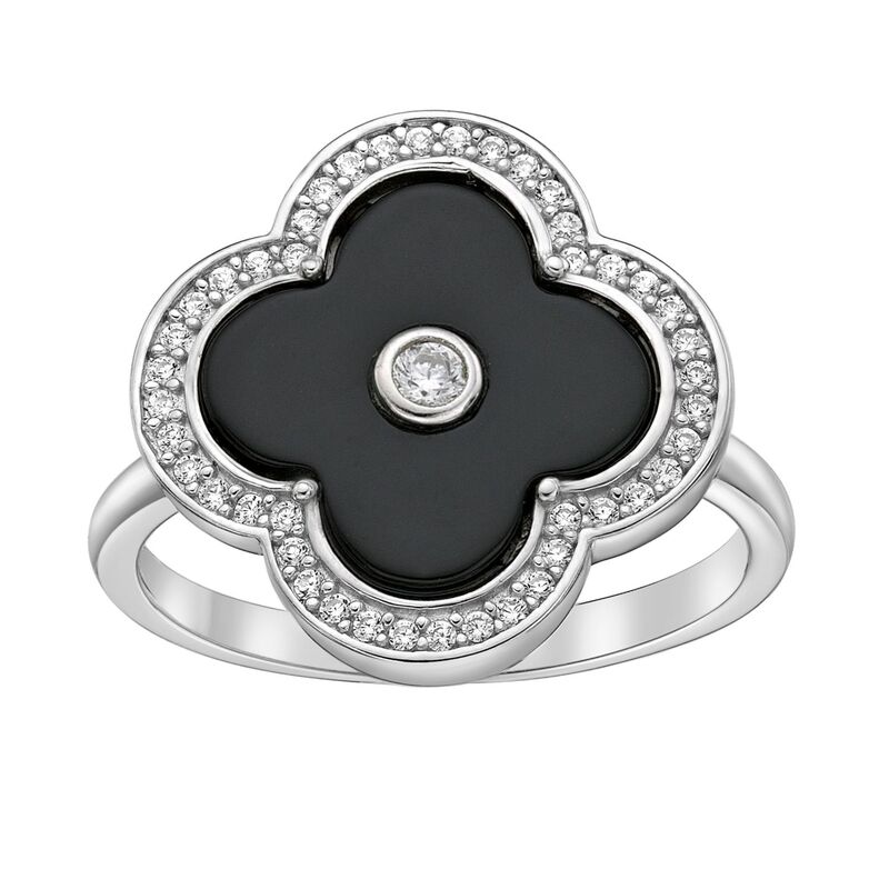 【送料無料】 Gemminded レディース リング アクセサリー Gemminded Sterling Silver Black Onyx Clover Ring Sterling Silver