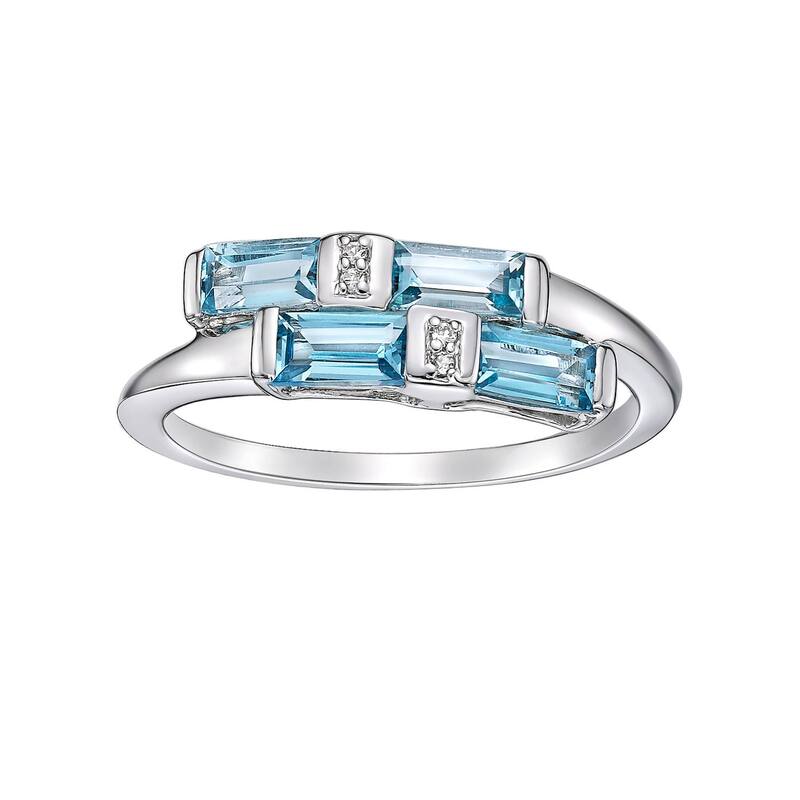 Gemminded レディース アクセサリー リング Gemminded Sterling Silver Blue Topaz & White Topaz Bypass Ring Sterling ホワイト