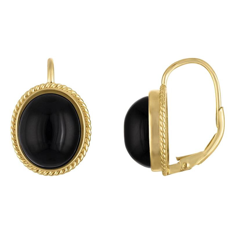 Designs by Gioelli レディース アクセサリー ピアス・イヤリング Designs by Gioelli 14k Gold Over Silver Black Onyx Leverback Earrings Gold Tone ゴールド(4)