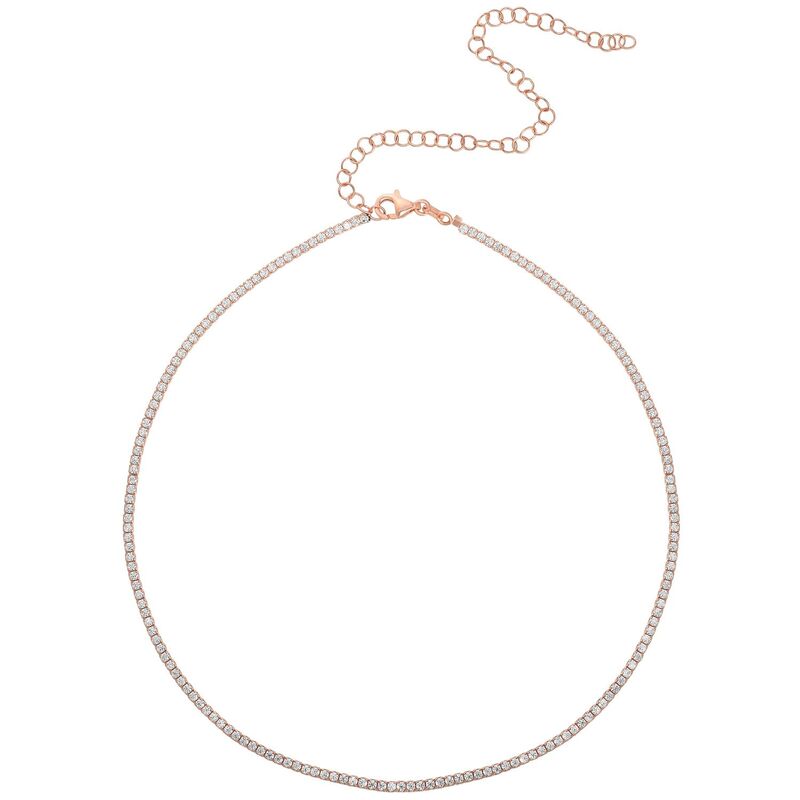 【送料無料】 Sunkissed Sterling レディース ネックレス・チョーカー・ペンダントトップ アクセサリー Sunkissed Sterling Cubic Zirconia Tennis Chain Choker Necklace Rose Tone(4)