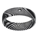 【送料無料】 リンクス メンズ リング アクセサリー LYNX Men's Damascus Steel Black Ion-Plated Cubic Zirc...