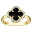 【送料無料】 Designs by Gioelli レディース リング アクセサリー Designs by Gioelli 14k Gold Over Sterling Silver Gemstone Clover Ring Onyx
