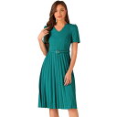【送料無料】 アレグラ ケー レディース ワンピース トップス Work Dresses For Women's V-neck Short Sleeve Bel...