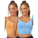 【送料無料】 アレグラ ケー レディース ブラジャー アンダーウェア 2packs Women's Workout Fitness Longline Wireless Padded Yoga Sports Bra With Medium Support Blue Orange