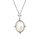 【送料無料】 1928 レディース ネックレス・チョーカー・ペンダントトップ アクセサリー 1928 Silver Tone Aqua Pointed Simulated Pearl Necklace White