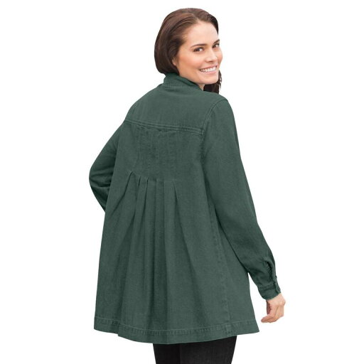 【送料無料】 ウーマン ウィズイン レディース ジャケット・ブルゾン アウター Woman Within Women's Plus Size Pleat-back Denim Jacket Pine 【送料無料】 ウーマン ウィズイン レディース ジャケット・ブルゾン アウター Woman Within Women's Plus Size Pleat-back Denim Jacket Pine