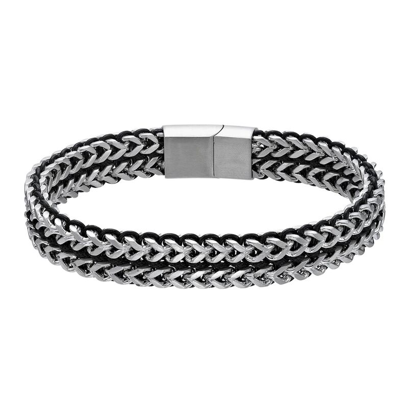 リンクス メンズ アクセサリー ブレスレット・バングル・アンクレット Tシャツ LYNX Men'stainlessteel & Black Cord Foxtail Bracelet Multi マルチカラー