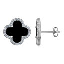 【送料無料】 Designs by Gioelli レディース ピアス・イヤリング アクセサリー Designs by Gioelli Sterling Silver Clover Earrings Onyx(4)
