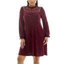 【送料無料】 ニナレオナルド レディース ワンピース トップス Women's Nina Leonard Chiffon Ruffle Dress Deep W...