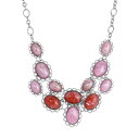 【送料無料】 1928 レディース ネックレス・チョーカー・ペンダントトップ アクセサリー 1928 Silver Tone Pink & Red Oval C...