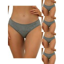 【送料無料】 アレグラ ケー レディース パンツ アンダーウェア 5 Packs Women's Underwear Mid-waisted Hipster Panties Available In Plus Size Gray(4)