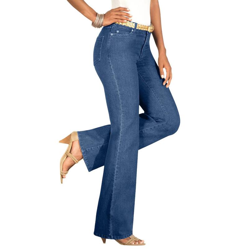 ロアマンズ レディース ボトムス デニムパンツ ブーツカット プラスサイズ トール ブーツ Roaman's Women's Plusize Tall Invisible Stretch Iconic Bootcut Jean Medium Wash