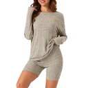 【送料無料】 cheibear レディース ナイトウェア アンダーウェア Womens Pajamas 2 Piece Sets Ribbed Knit Out...