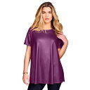 【送料無料】 ロアマンズ レディース Tシャツ トップス Roaman's Women's Plus Size Metallic Swing Tee Dark Berry(4)