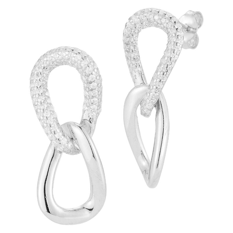 Sunkissed Sterling レディース アクセサリー ピアス・イヤリング Sunkissed Sterling Silver Cubic Zirconia Chain Link Drop Earringsilver Tone シルバー