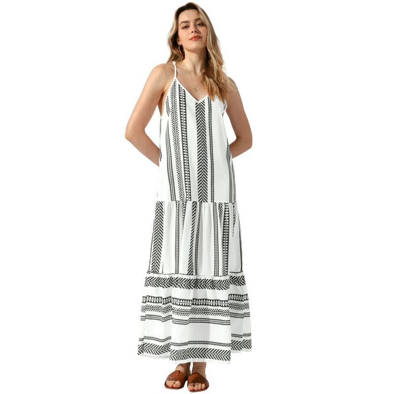 【送料無料】 アレグラ ケー レディース ワンピース トップス Women's Boho Printed Dress Summer Sleeveless V Neck Flowy Dresses Black