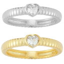 【送料無料】 Sunkissed Sterling レディース リング アクセサリー Sunkissed Sterling Two Tone Cubic Zirconia Heart Ring 2-piece Set Two Tone