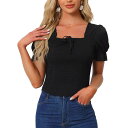 【送料無料】 アレグラ ケー レディース Tシャツ トップス Women's Smocked Blouse Square Neck Short Sleeve R...