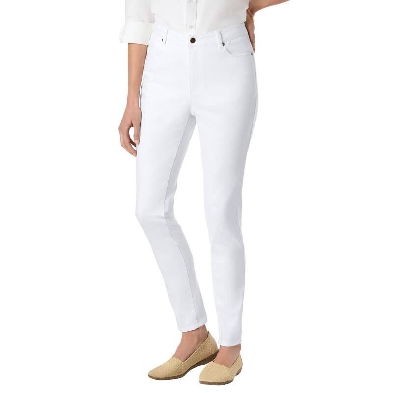 【送料無料】 ウーマン ウィズイン レディース デニムパンツ ボトムス Woman Within Women's Plus Size Petite Comfort Curve Straight-leg Jean White