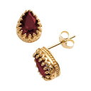 【送料無料】 Designs by Gioelli レディース ピアス・イヤリング アクセサリー Designs by Gioelli 14k Gold Over Silver Garnet Crown Stud Earrings Red(4)