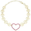 【送料無料】 Sunkissed Sterling レディース ブレスレット・バングル・アンクレット アクセサリー Sunkissed Sterling 14k Gold Over Silver Pink Cubic Zirconia Heart Peace Sign Bracelet Gold Tone