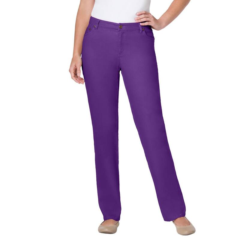 【送料無料】 ウーマン ウィズイン レディース デニムパンツ ボトムス Woman Within Women's Plus Size Tall Straight-leg Stretch Jean Purple Orchid