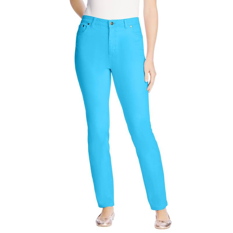 【送料無料】 ウーマン ウィズイン レディース デニムパンツ ボトムス Woman Within Women's Plus Size Petite Straight-leg Stretch Jean Paradise Blue