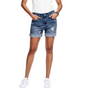 【送料無料】 Ellos レディース ハーフパンツ・ショーツ ボトムス Ellos Women's Plus Size Frayed Hem Shorts Medium Blue Distressed