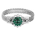 【送料無料】 1928 レディース ブレスレット・バングル・アンクレット アクセサリー 1928 Silver Tone Emerald Green Flowe...