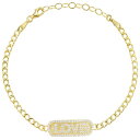 【送料無料】 Sunkissed Sterling レディース ブレスレット・バングル・アンクレット アクセサリー Sunkissed Sterling Cubic Zirconia LOVE Bar Bracelet Gold Tone