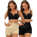 【送料無料】 アレグラ ケー レディース カジュアルパンツ ボトムス 2packs Women's Butt Lifter Waist High Waisted Boyshorts Shapewear With Hooks Closure Beige Black