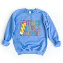 【送料無料】 Simply Sage Market レディース Tシャツ トップス Teach Love Inspire Pencil Sweatshirt Carolina Blue
