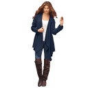 【送料無料】 ロアマンズ レディース ニット・セーター アウター Roaman's Women's Plus Size Fine-gauge Handkerchief Hem Cardigan Navy(4)