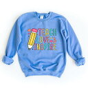 【送料無料】 Simply Sage Market レディース Tシャツ トップス Teach Love Inspire Pencil Sweatshirt Carolina Blue
