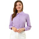 【送料無料】 アレグラ ケー レディース シャツ トップス Women's Button Up Career Peter Pan Collar Long Bishop Sleeve Shirt Purple