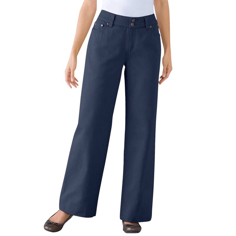 【送料無料】 ウーマン ウィズイン レディース デニムパンツ ボトムス Woman Within Women's Plus Size Tall Perfect Cotton Wide-leg Jean Navy
