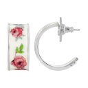 【送料無料】 1928 レディース ピアス・イヤリング アクセサリー 1928 Silver Tone Pink Floral Hoop Earrings Pink