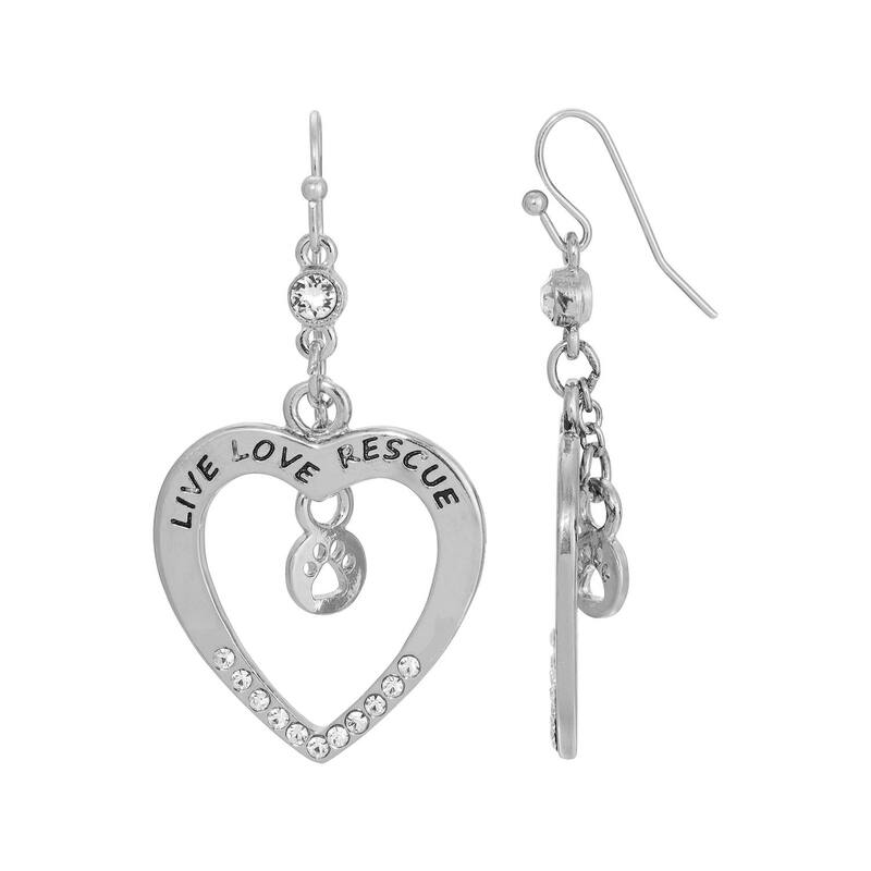 【送料無料】 1928 レディース ピアス・イヤリング アクセサリー 1928 Open Heart Live Love Rescue Earrings Silver