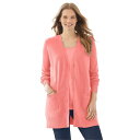 【送料無料】 ウーマン ウィズイン レディース ニット・セーター アウター Woman Within Women's Plus Size Perfect Longer-length Cotton Cardigan Sweet Coral