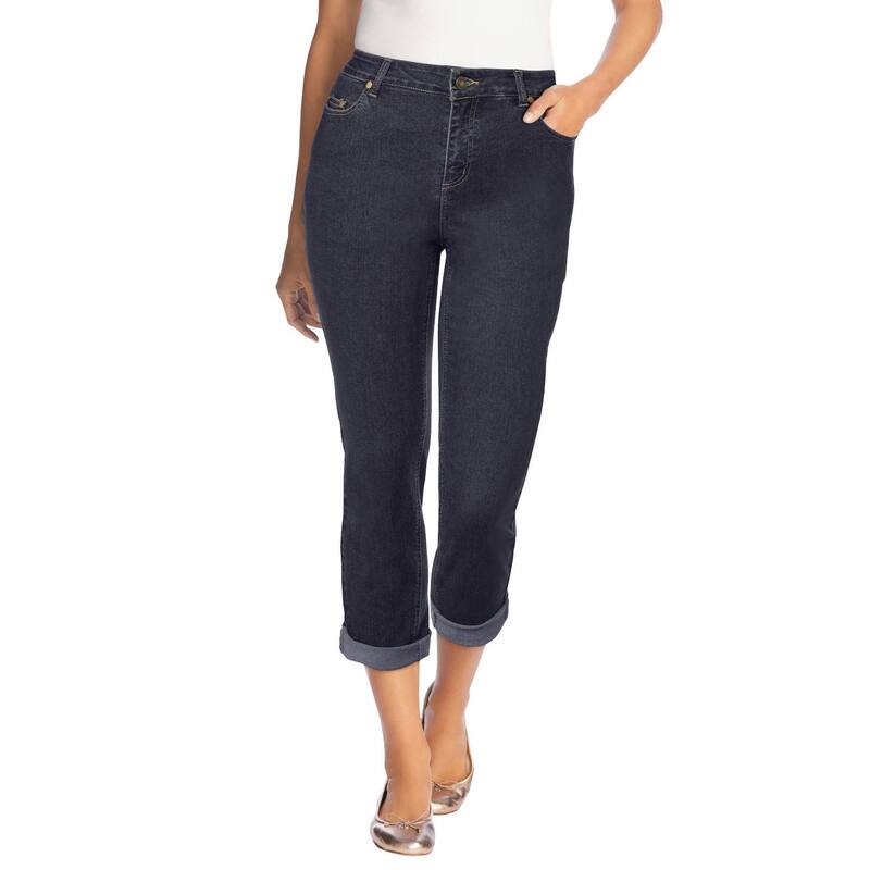 【送料無料】 ウーマン ウィズイン レディース デニムパンツ ボトムス Woman Within Women's Plus Size Petite Girlfriend Stretch Jean Indigo