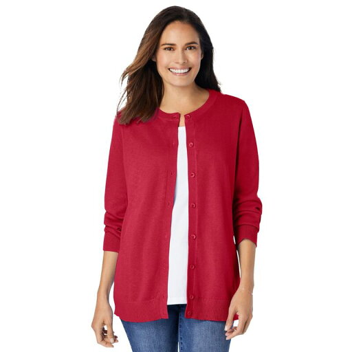 【送料無料】 ウーマン ウィズイン レディース ニット・セーター アウター Woman Within Women's Plus Size Perfect Long-sleeve Cardigan Classic Red 【送料無料】 ウーマン ウィズイン レディース ニット・セーター アウター Woman Within Women's Plus Size Perfect Long-sleeve Cardigan Classic Red