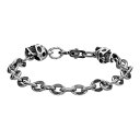 【送料無料】 リンクス メンズ ブレスレット・バングル・アンクレット アクセサリー LYNX Stainless Steel 7mm Antique Finish Skull 9
