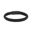 【送料無料】 リンクス メンズ ブレスレット・バングル・アンクレット アクセサリー LYNX Men's Dark Brown Leather Braided Bracelet Stainless
