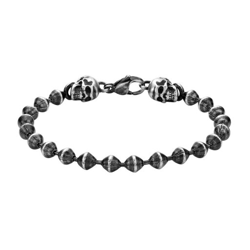 【送料無料】 リンクス メンズ ブレスレット・バングル・アンクレット アクセサリー LYNX Men's Stainless Steel Skull Beaded Bracelet Stainless 【送料無料】 リンクス メンズ ブレスレット・バングル・アンクレット アクセサリー LYNX Men's Stainless Steel Skull Beaded Bracelet Stainless