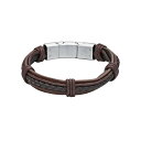 【送料無料】 リンクス メンズ ブレスレット・バングル・アンクレット アクセサリー LYNX Men's Stainless Steel & Brown Leather Bracelet Stainless