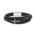 【送料無料】 リンクス メンズ ブレスレット・バングル・アンクレット アクセサリー LYNX Men's Stainless Steel & Braided Leather Multistrand Cross Bracelet Multi