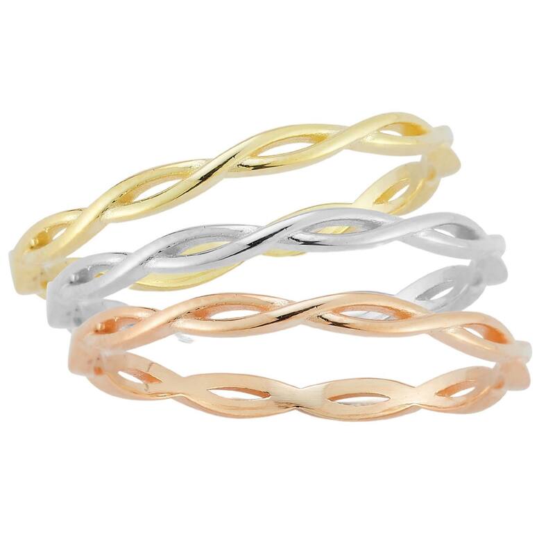 【送料無料】 Sunkissed Sterling レディース リング アクセサリー Sunkissed Sterling Tri Tone Infinity Twist Ring Set Tri Tone