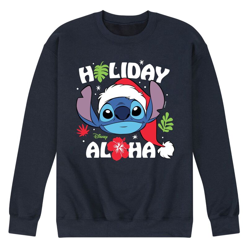 【送料無料】 ライセンス キャラクター メンズ Tシャツ トップス Disney's Lilo & Stitch Holiday Aloha Tee Navy(4)
